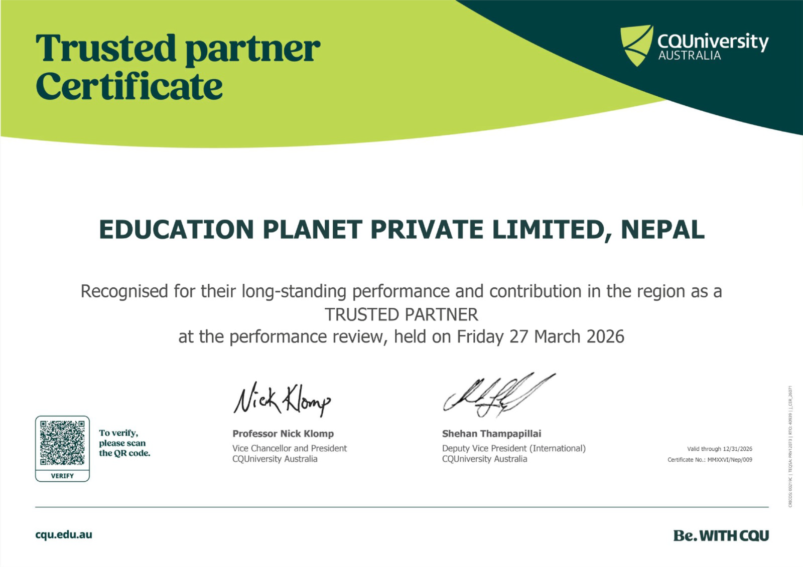 CQU Trusted Partner- 2026